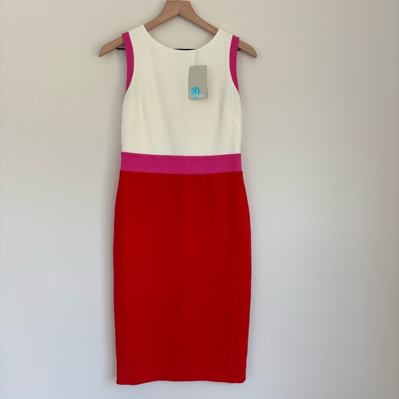 NWT Boden Celia Ottoman Colorblock Pink Red White Sheath Dress 4 - Picture 2 of 11